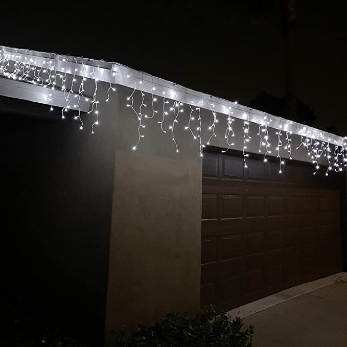 100 LED Christmas Icicle Lights Cool White