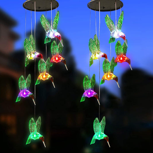 2 Solar Hummingbird Wind Chimes