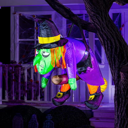 4ft Halloween Inflatable Witch Hanging on Branch