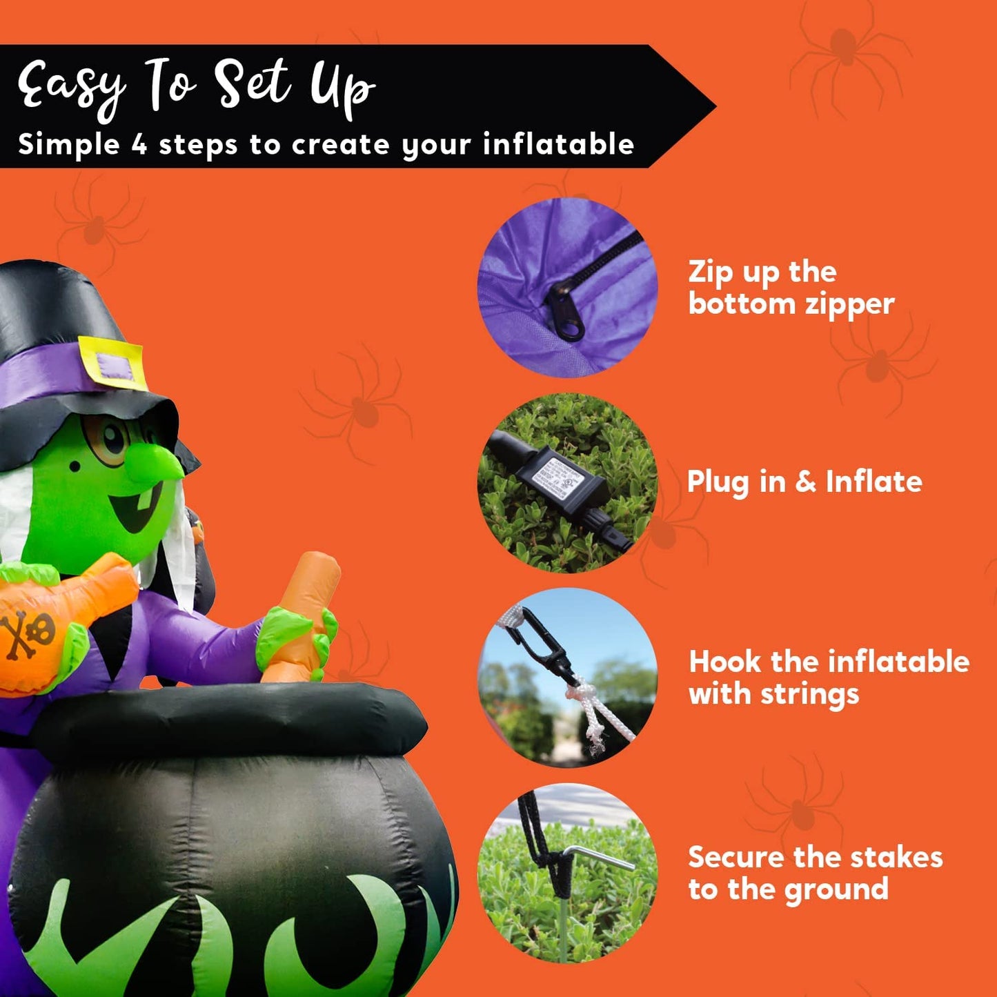 6ft Halloween Inflatable Witch with Cauldron