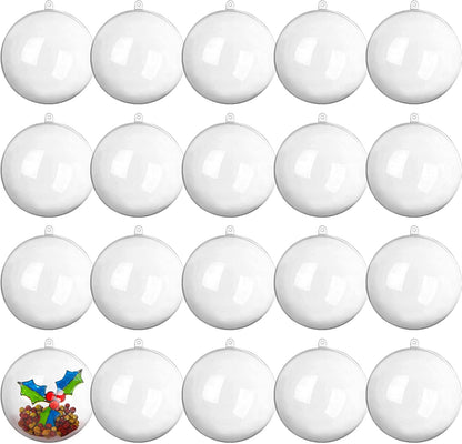 20Pcs  Clear Plastic Ball Ornaments 3.15in