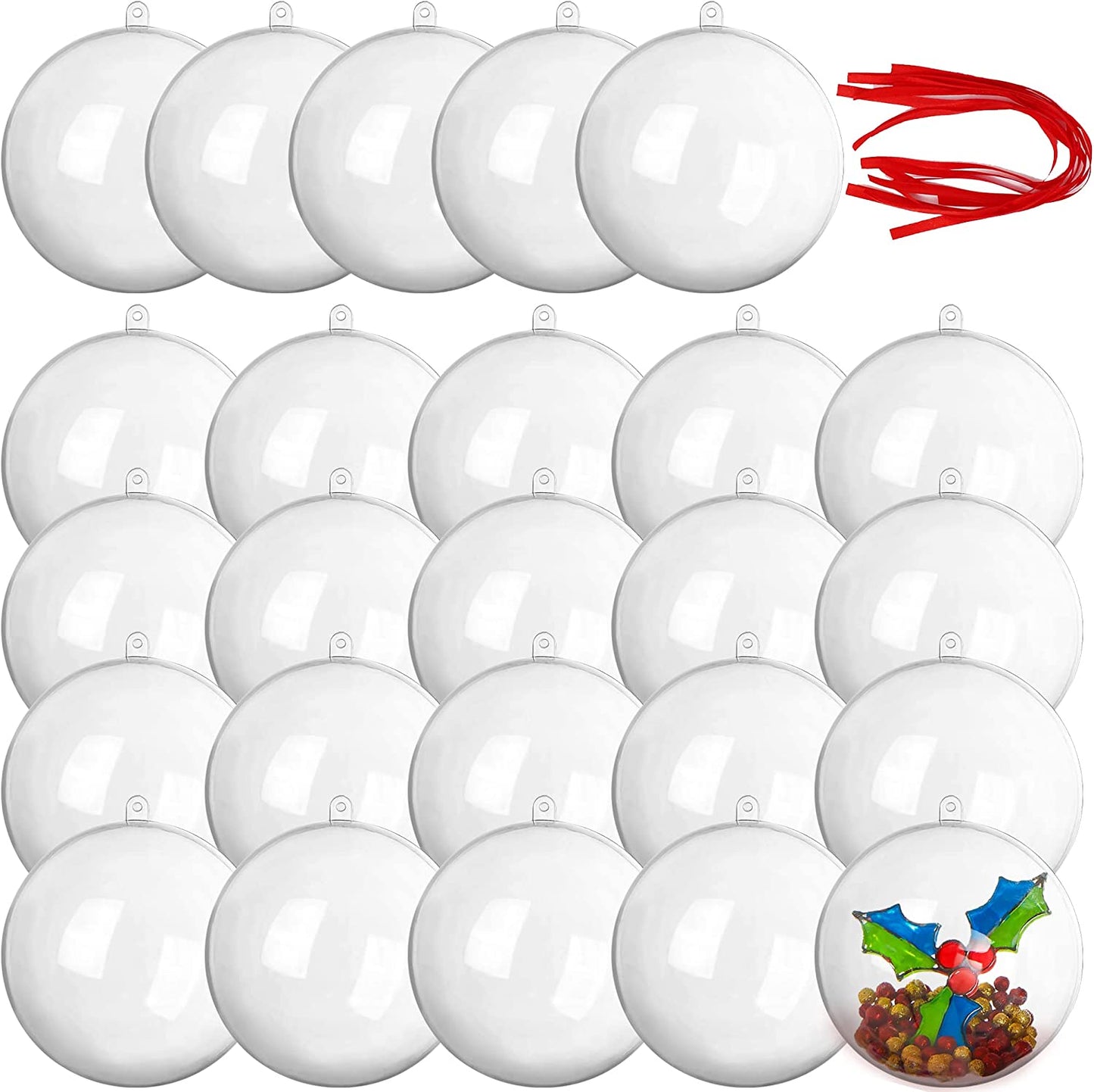 20Pcs Clear Plastic Ball Ornaments 2.76in