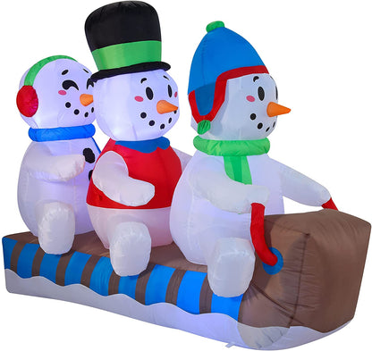 6 FT Long Christmas Inflatable Snowmen On The Sleighs