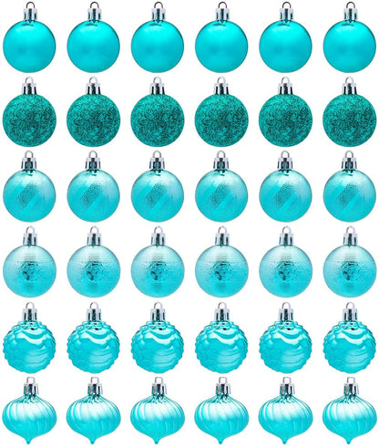 1.57" Teal Christmas Ball Ornaments 36Pcs