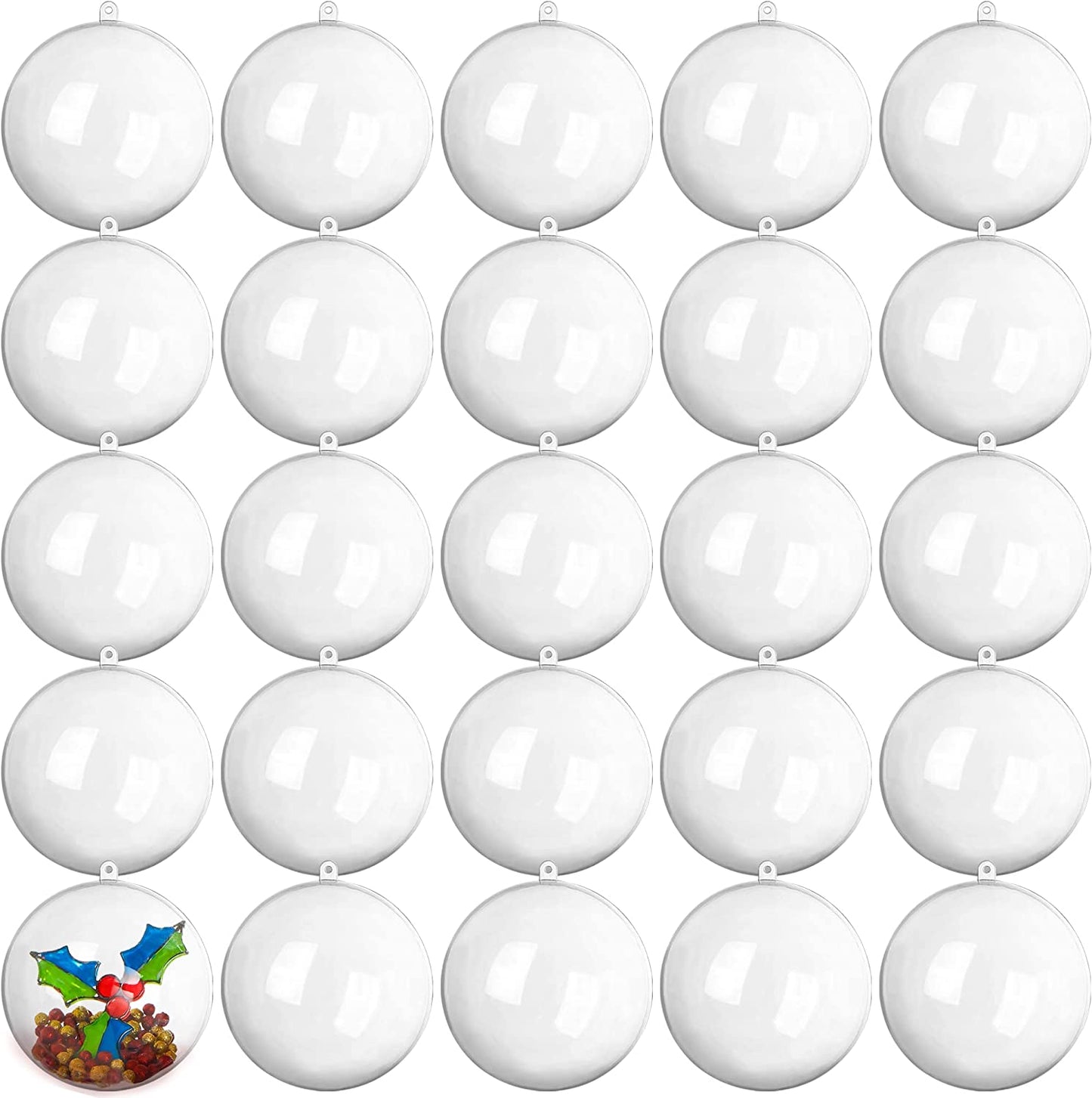 20Pcs Clear Plastic Ball Ornaments 2.76in