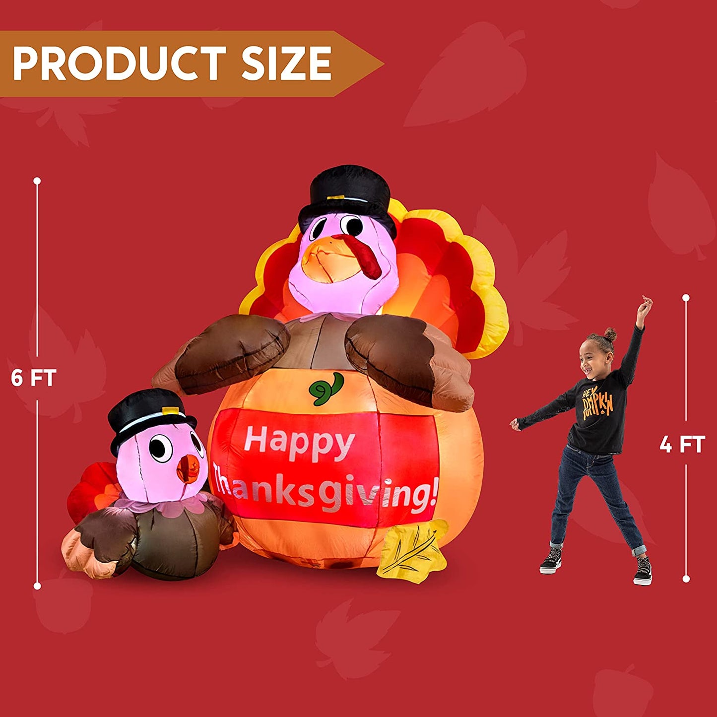 6ft Thanksgiving Happy Turkey Inflatable