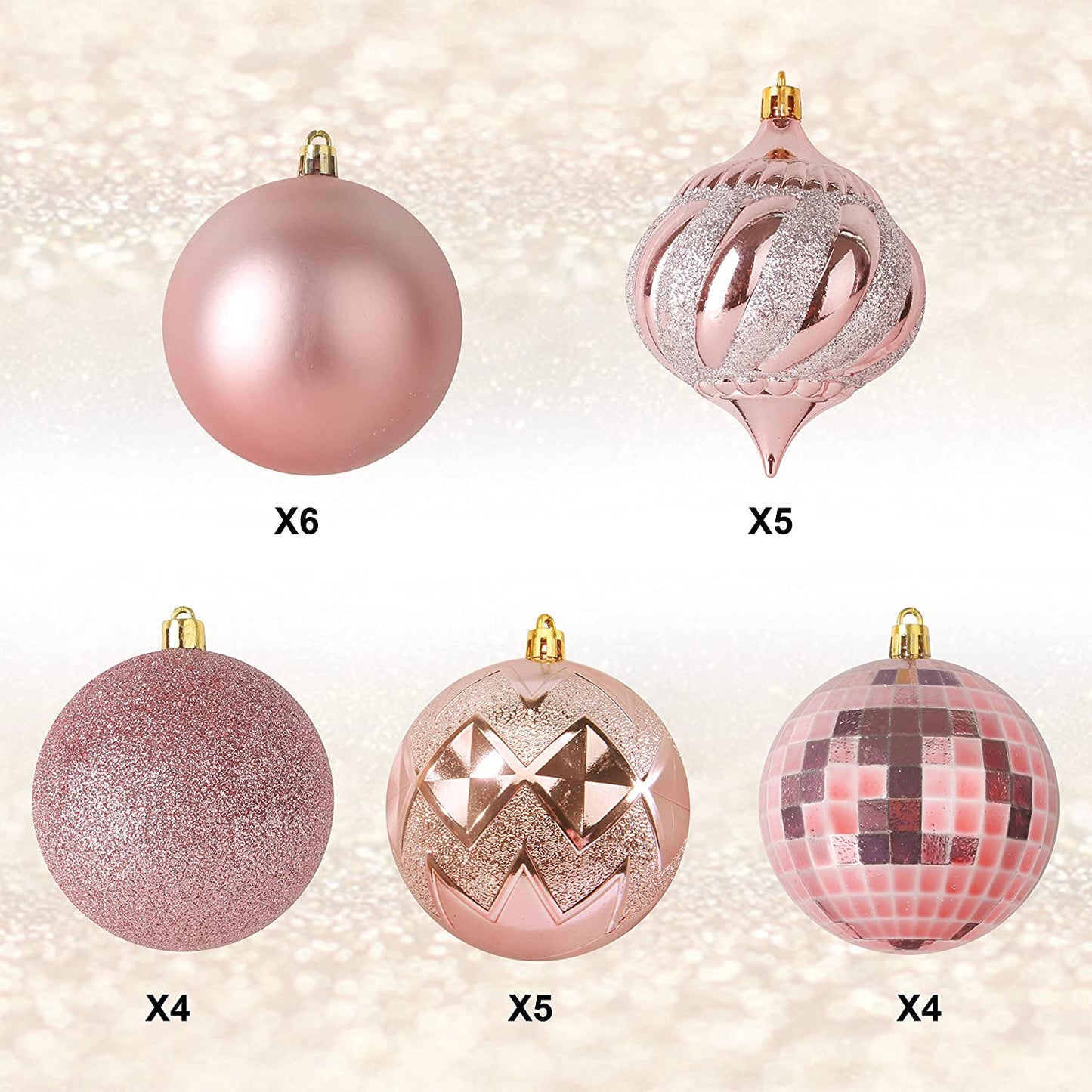 24 Pcs Christmas Ball Ornaments - Champagne