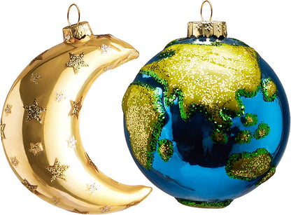 2Pcs Christmas Earth & Moon Ornaments