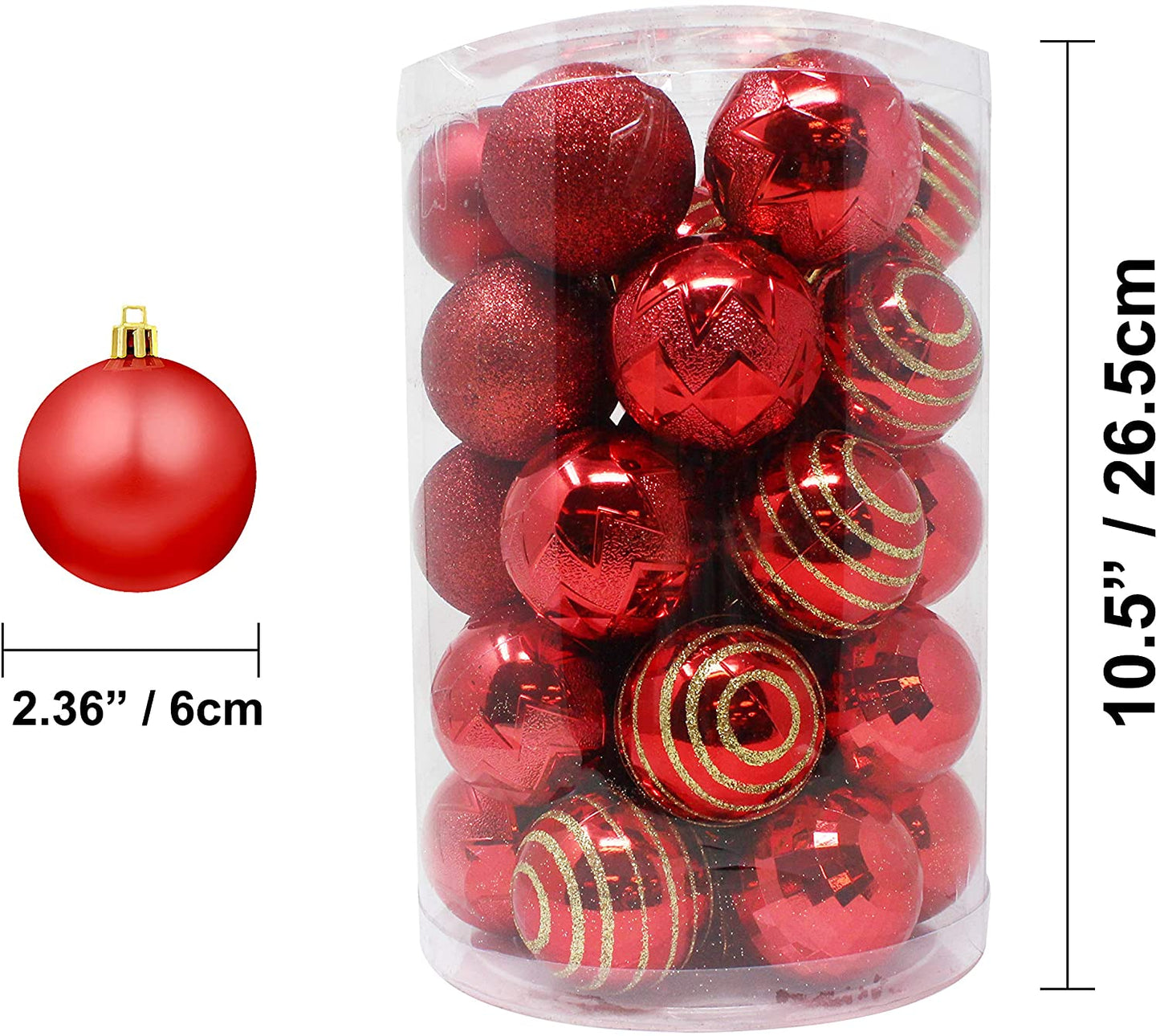 34 Pcs Christmas Ball Ornaments (Red)