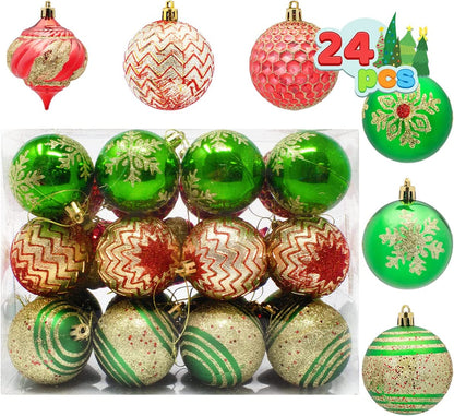 24 Pcs Christmas Ball Glitter Ornaments Set