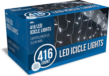 416 LED Christmas Lights Icicle Lights, Pure White