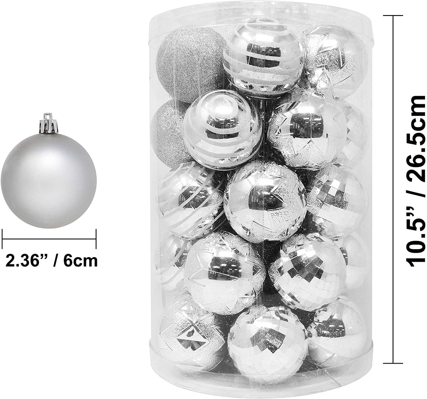 34 Pcs Christmas Ball Ornaments (Silver)