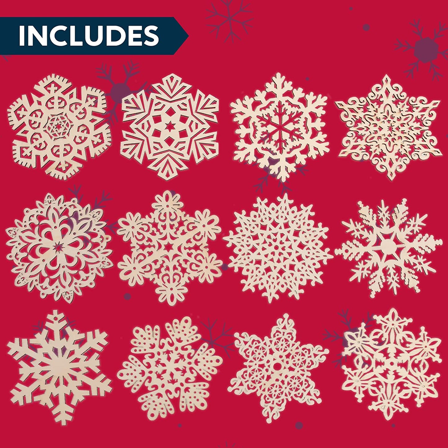 36 Pcs Wooden Snowflakes Hanging Ornaments