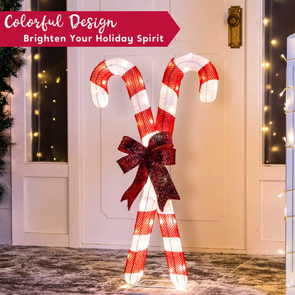2.78ft Tinsel Candy Canes LED Yard Light