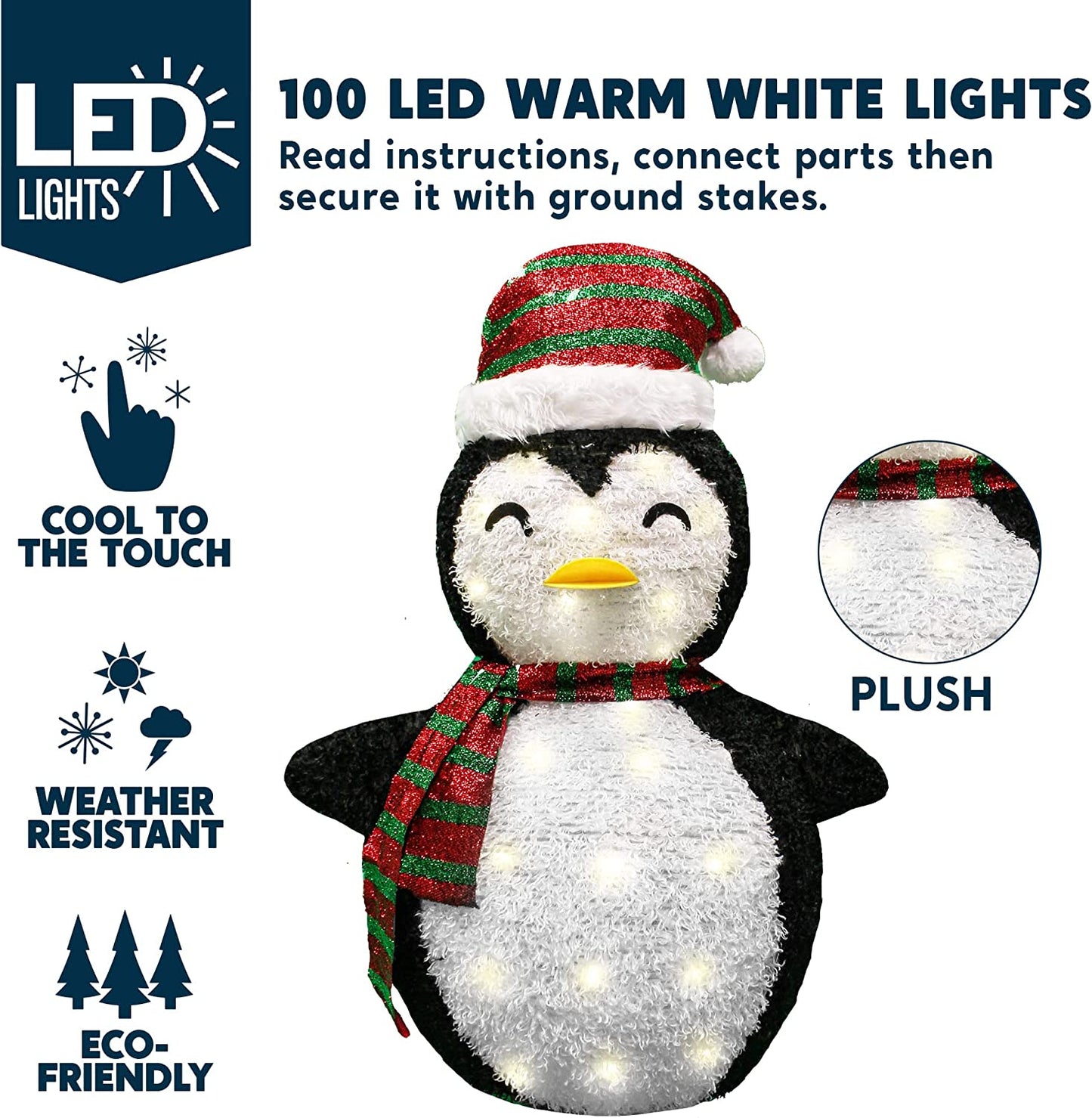 3ft Tinsel Collapsible Penguin LED Yard Light
