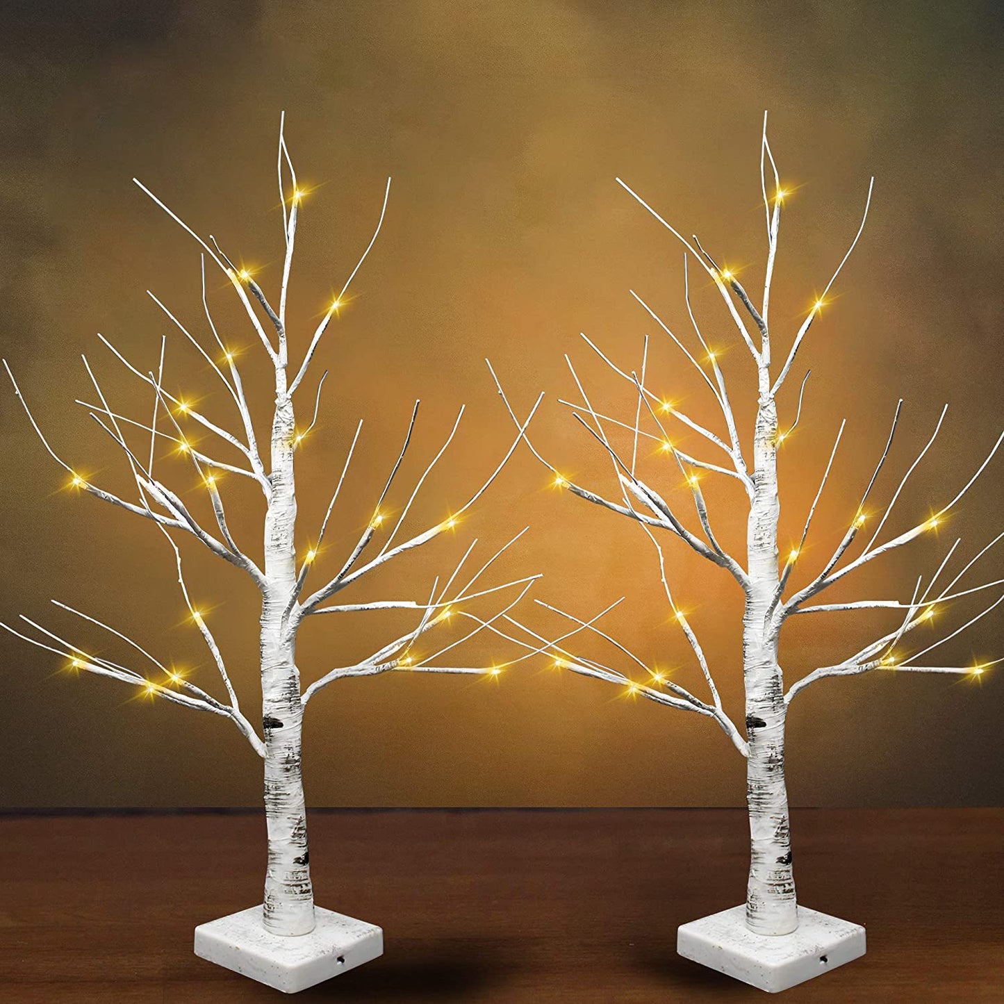24in LED Birch Tree with 24 Lights, 2 Packs
