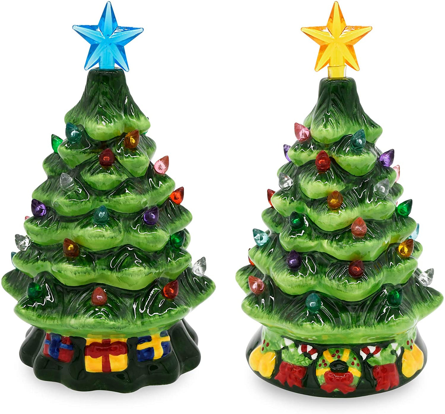 7in Ceramic Christmas Trees, 2 Sets