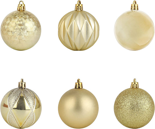 2.36In Gold Baby Blue Christmas Ball Ornaments 24Pcs