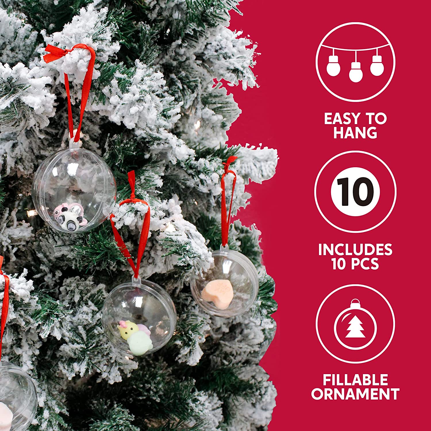 20pcs Clear Plastic Fillable Ornaments Ball for Christmas Tree