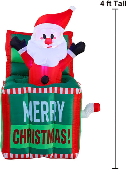 4 FT Tall Inflatable Santa-in-The-Box