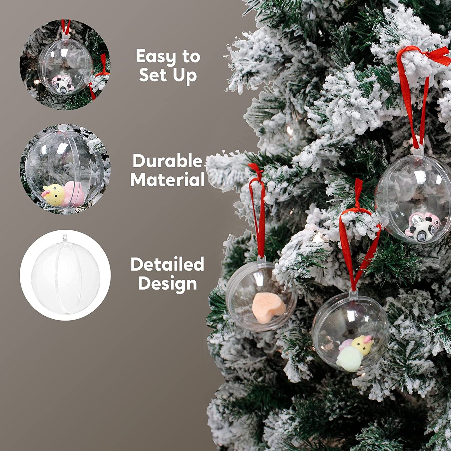 20Pcs  Clear Plastic Ball Ornaments 3.15in