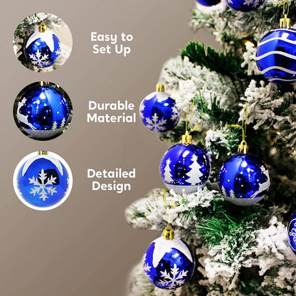 24 Pcs Christmas Ball Ornaments, Blue and White