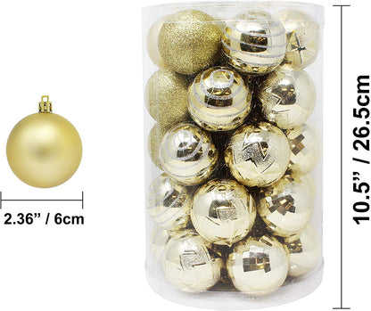 34 Pcs Christmas Ball Ornaments (Gold)