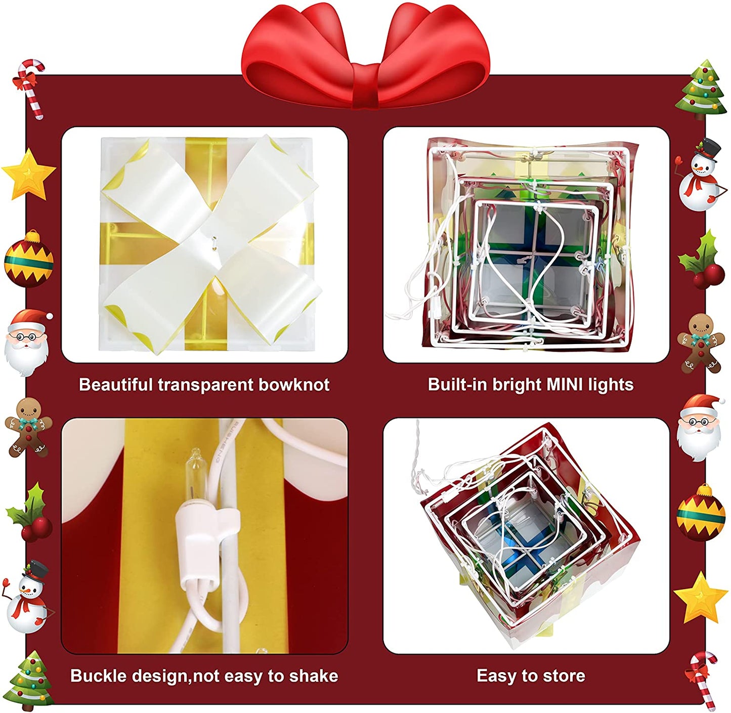 Snow Christmas Lighted Gift Boxes, 3 Packs