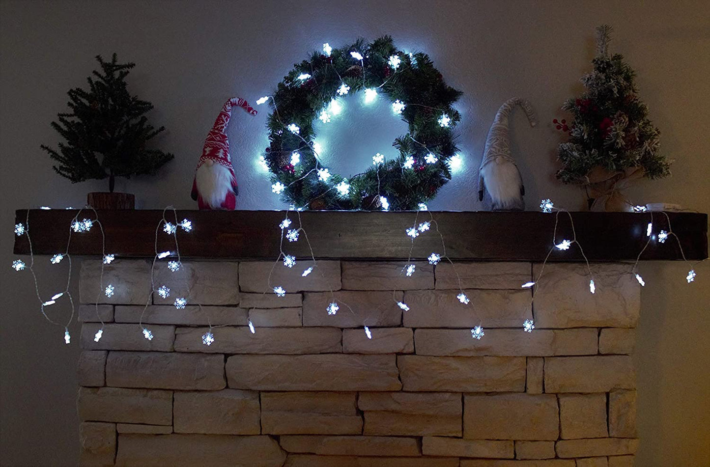 16ft 40 LED Snowflake Fairy Lights, White