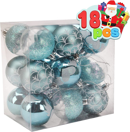 6CM Christmas Ornaments with Gradient Baby Blue, 18 Pcs