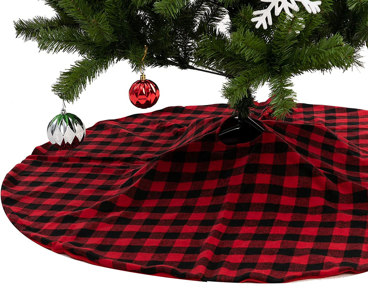 48in Red Plaid Christmas Tree Skirt