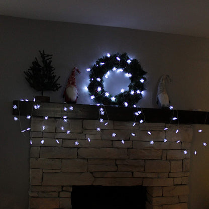 50-Count LED Cool White Snowflake String Lights
