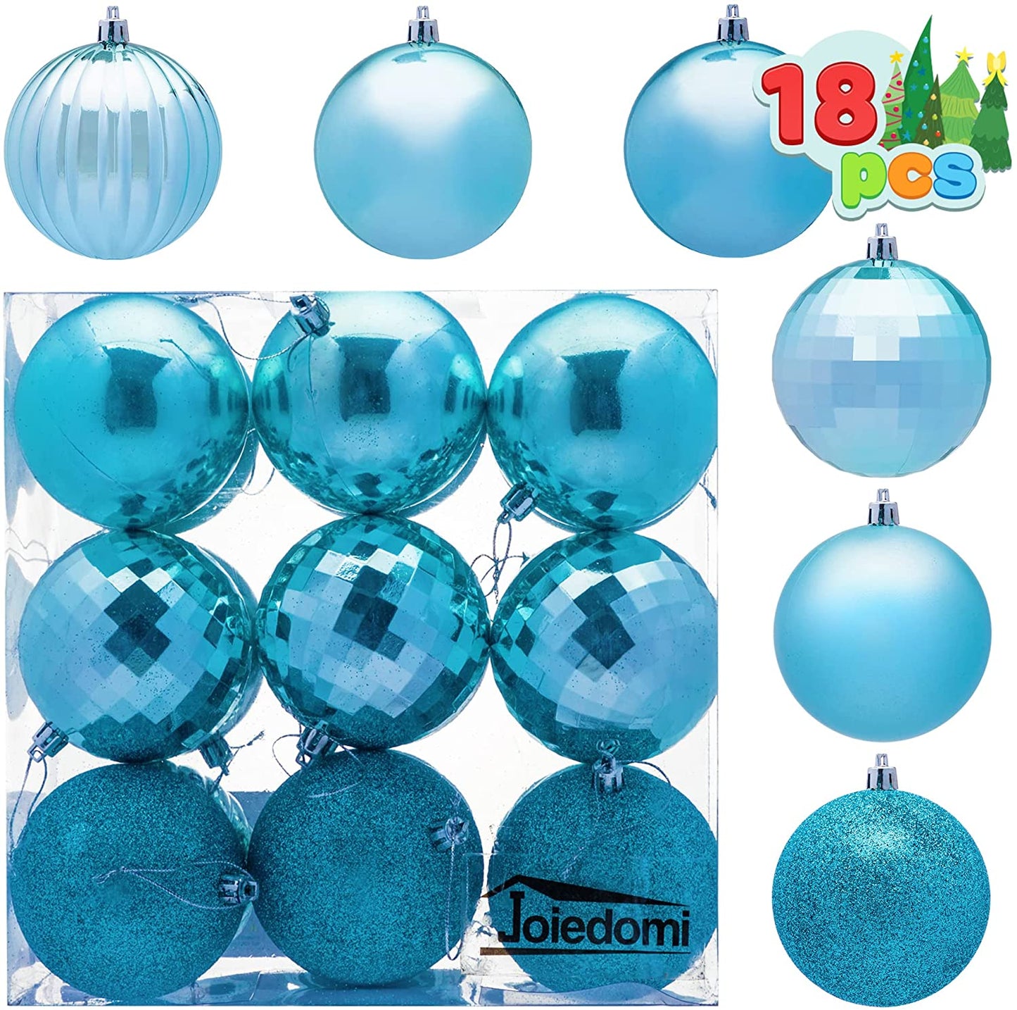 3.15'' Baby Blue Christmas Ball Ornaments 18Pcs