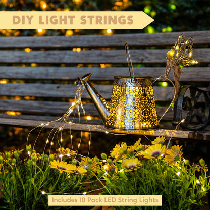 Solar Watering Can Figurine Lights