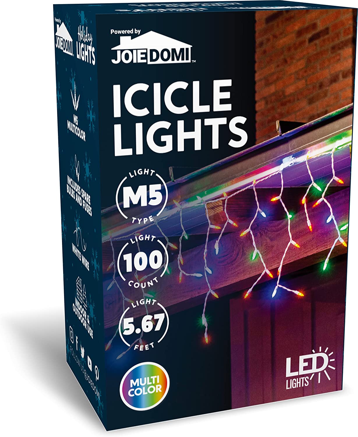 100 LED Christmas Icicle Lights Multicolor