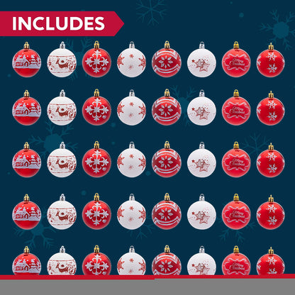 Christmas Ornaments Ball (Red&White), 40 Pcs