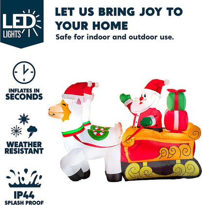 Large Santa on Llama Sleigh Inflatable (6 ft)