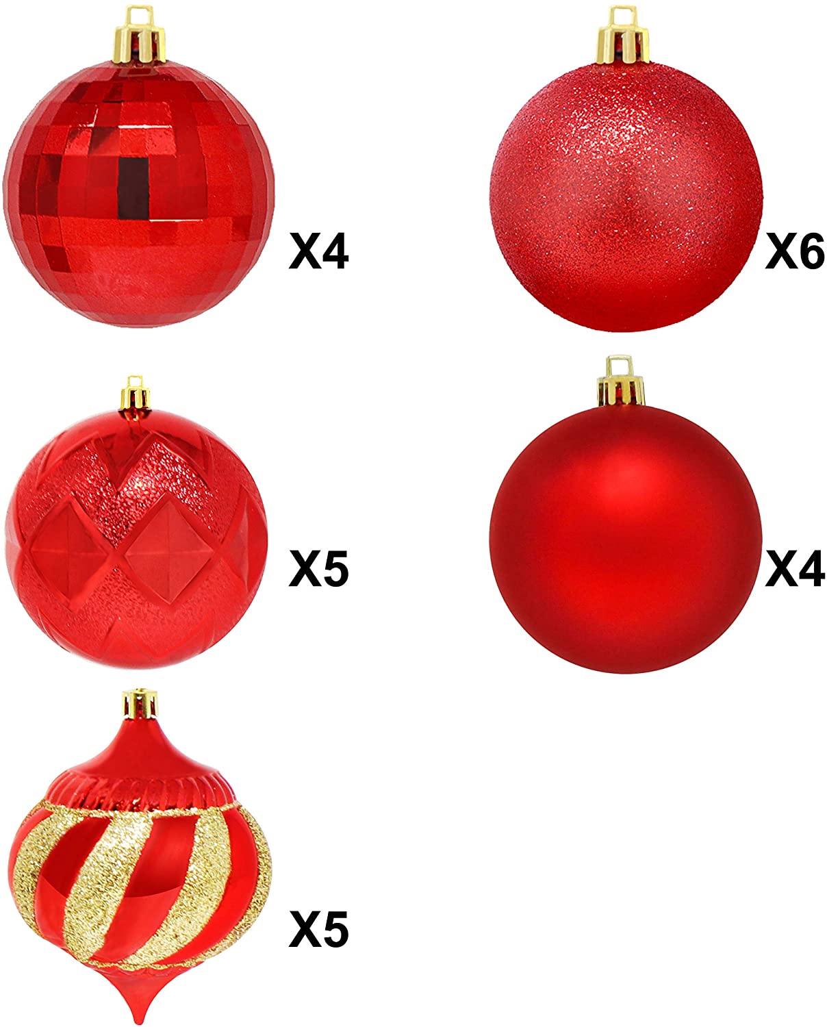 24 Pcs Christmas Ball Ornaments (Red)