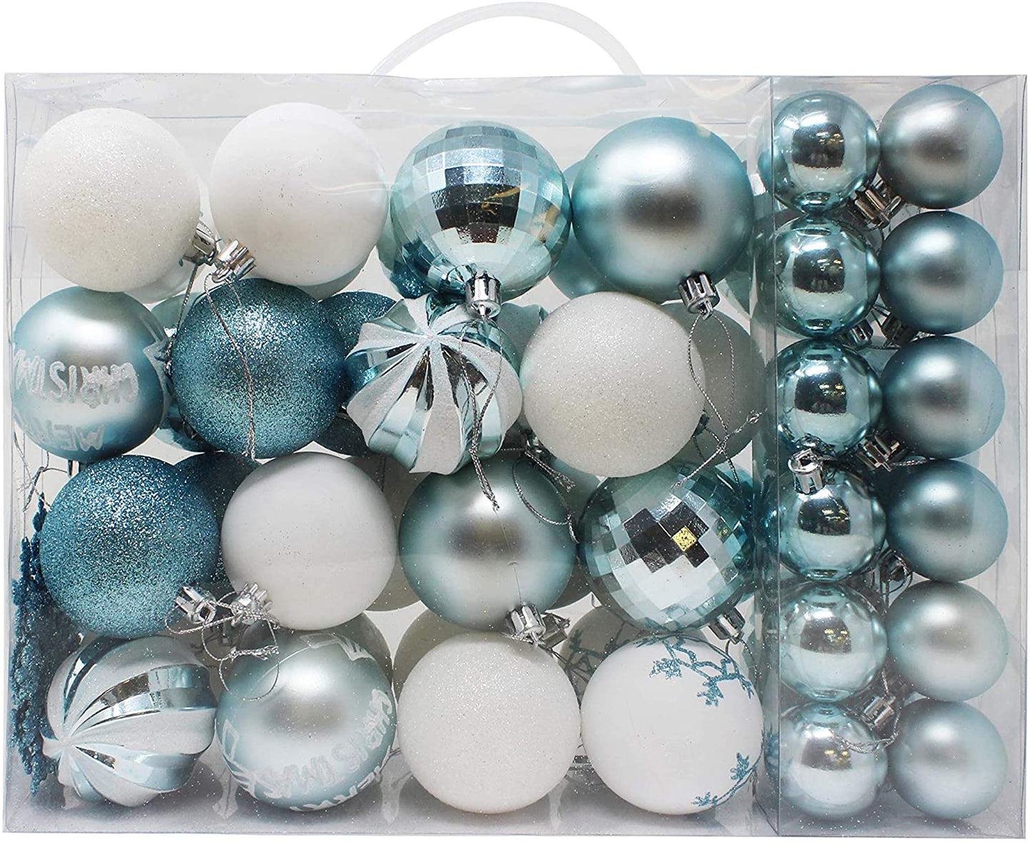 50 Pcs Christmas Ornaments, Blue and White