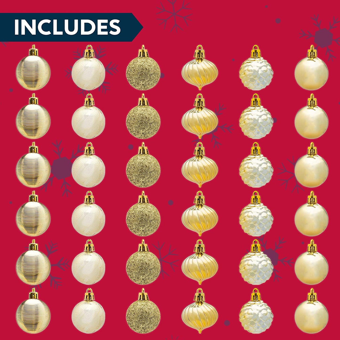 1.57"Gold Christmas Ball Ornaments 36Pcs