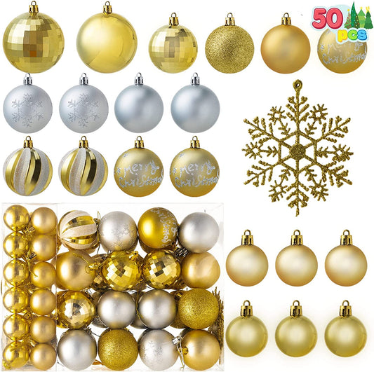 50 Pcs Gold & Silver Christmas Ornaments