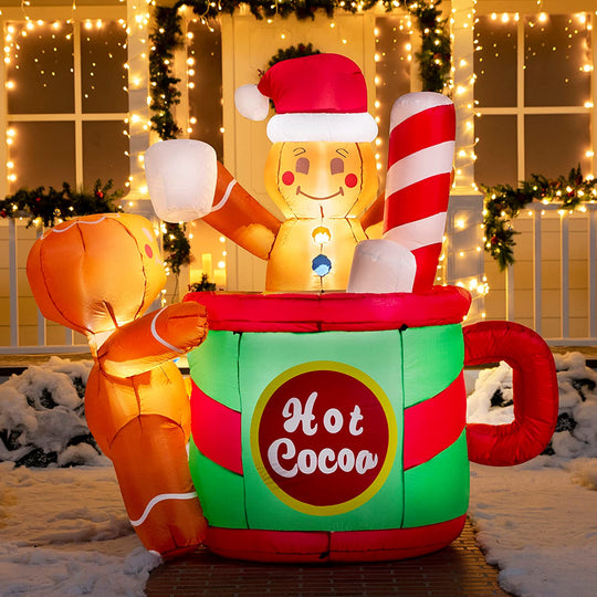 JOIEDOMI | LARGE GINGERBREAD MAN IN HOT COCOA MUG INFLATABLE (6 FT ...