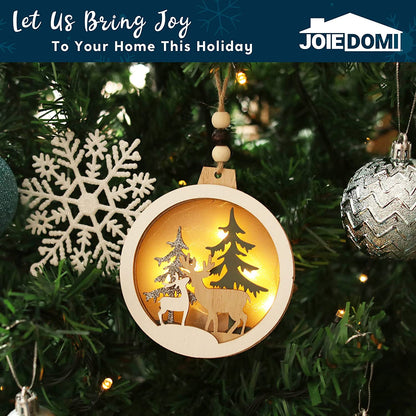 4 Pcs LED Wooden Hanging Reindeer Ornaments