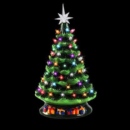 15in Tabletop Prelit Ceramic Christmas Tree with 70 Multicolor Lights