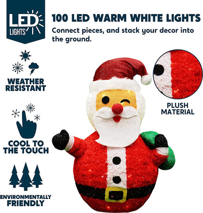 3ft Tinsel Collapsible Santa LED Yard Light