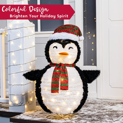 3ft Tinsel Collapsible Penguin LED Yard Light