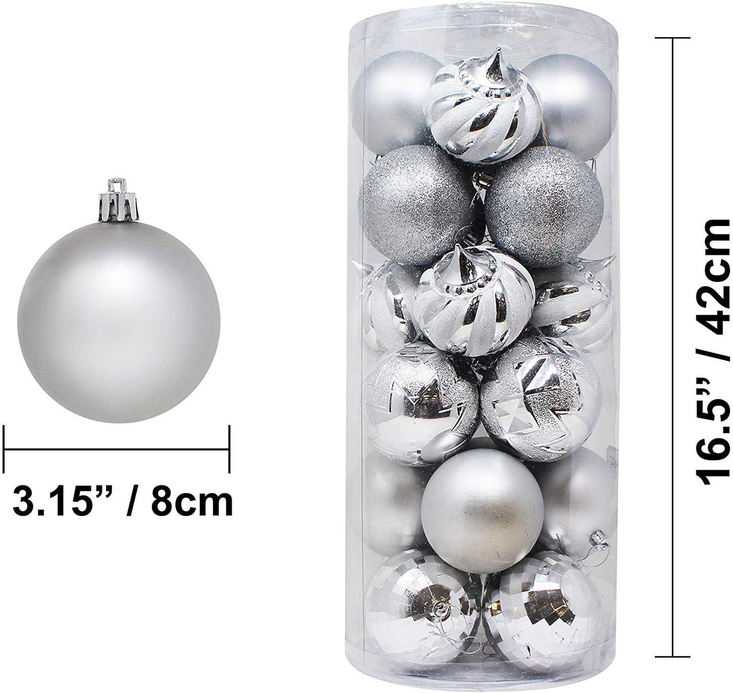 24 Pcs Christmas Ball Ornaments (Silver)