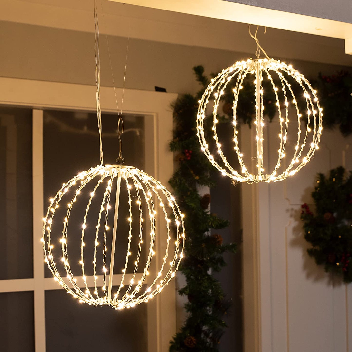 2Pcs LED Hanging Collapsible Ball Lights 12in