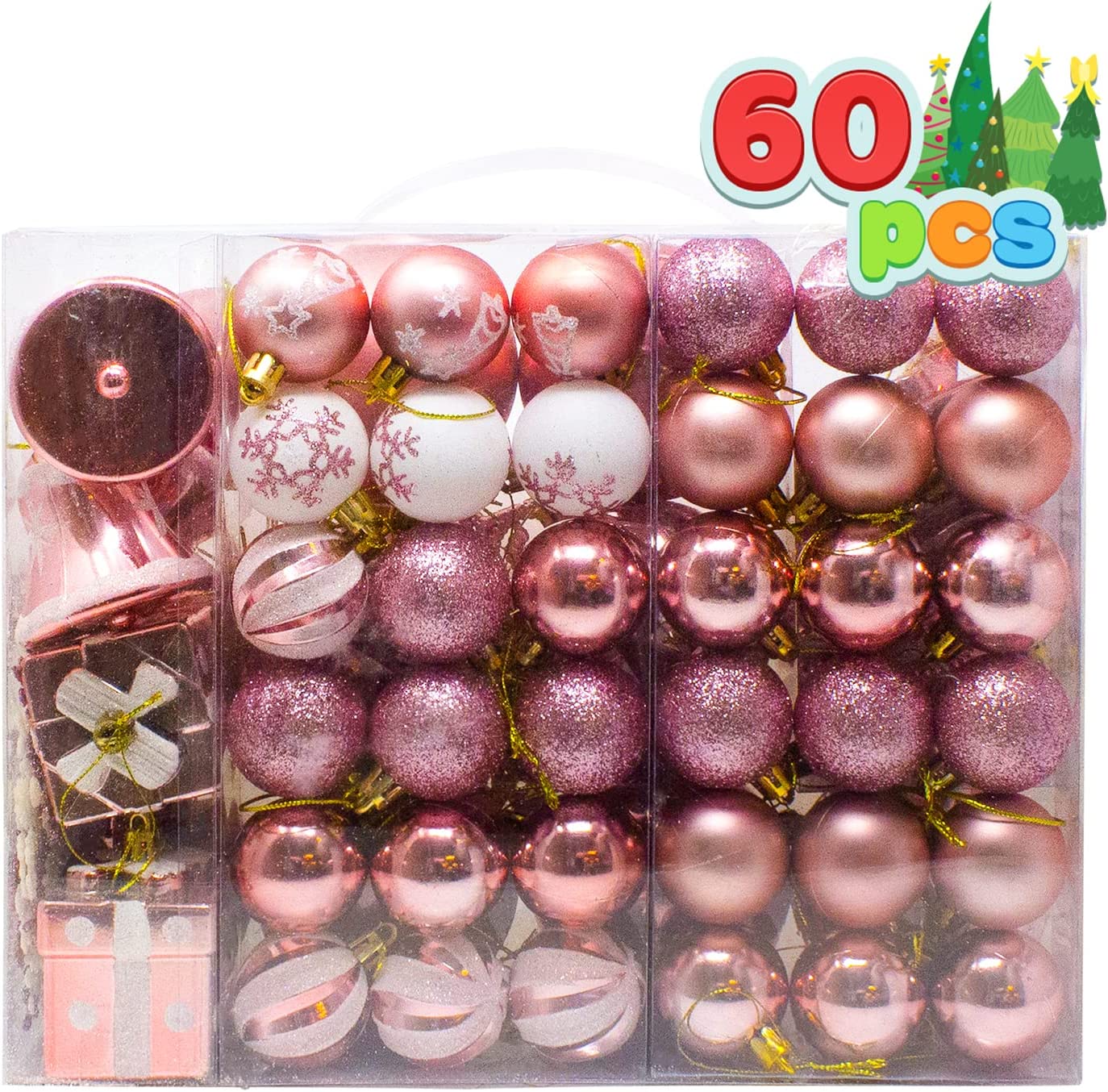 66 Pcs Christmas Assorted Ornaments with a Star Tree Topper Red & White