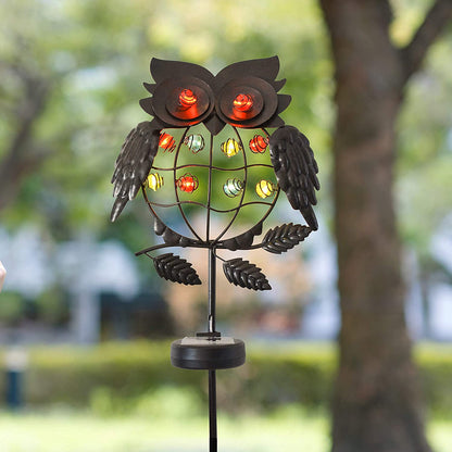 40in 10 LED Metal Owl Solar Stake Lights